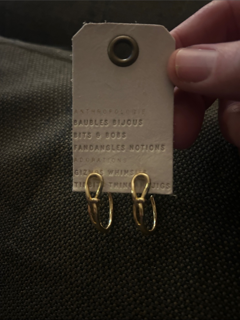 Anthropologie Brushed Gold Linked Hoop Earrings